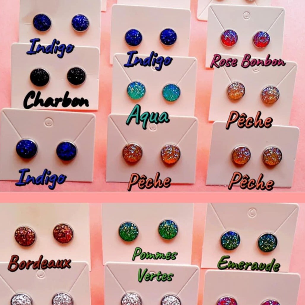 Boucles d’oreilles en résine scintillante - Refuge CRM
