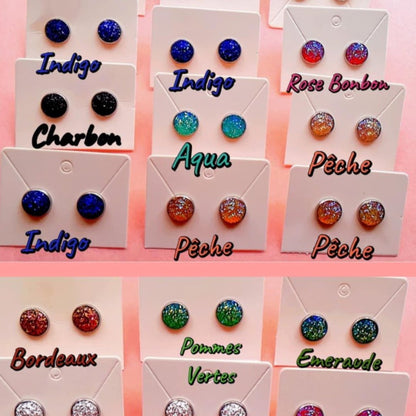 Boucles d’oreilles en résine scintillante - Refuge CRM
