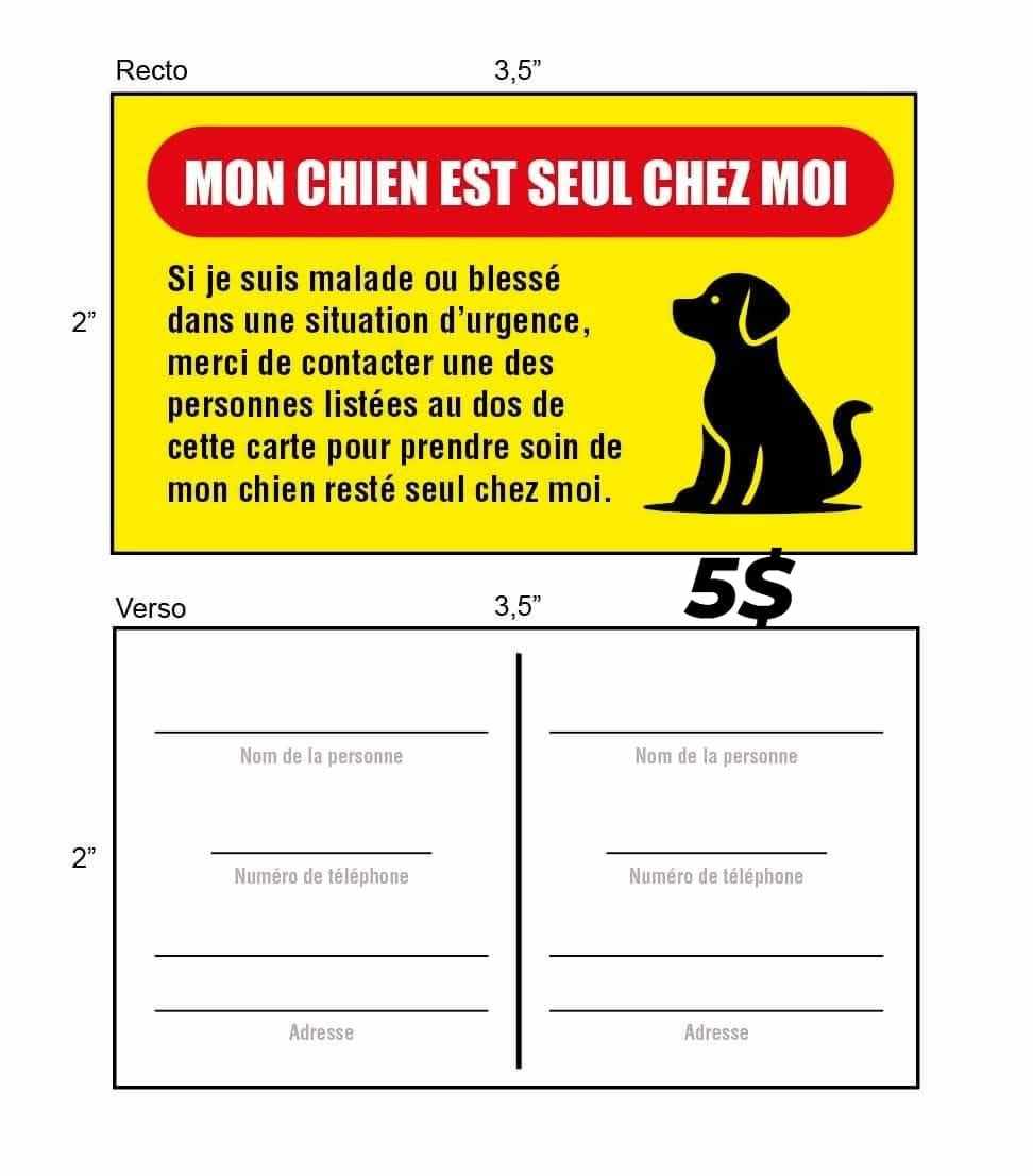 Carte d’urgence – Mon animal est seul chez moi - Refuge CRM