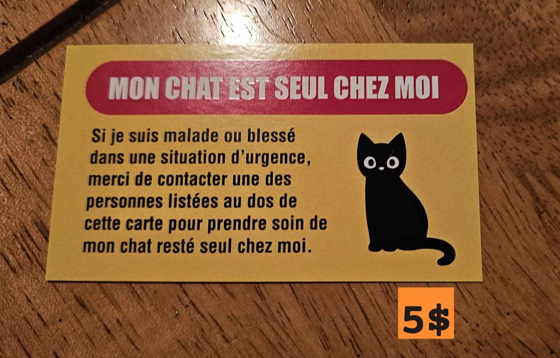 Carte d’urgence – Mon animal est seul chez moi - Refuge CRM